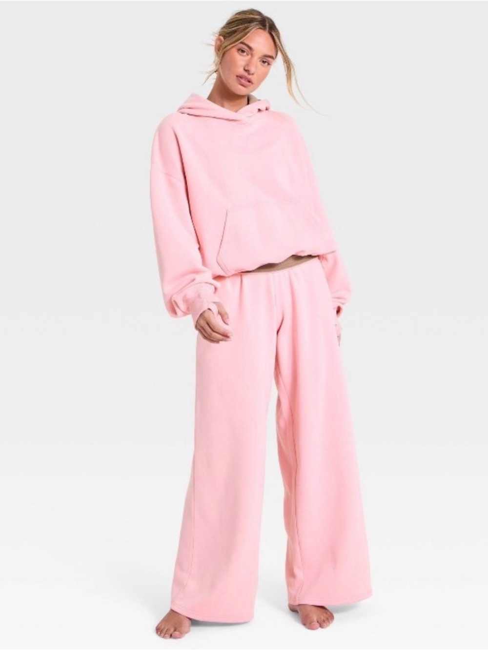 Hollister Blush Pink Oversized Hoodie Sweatshirt & Sweat Pants set Women's